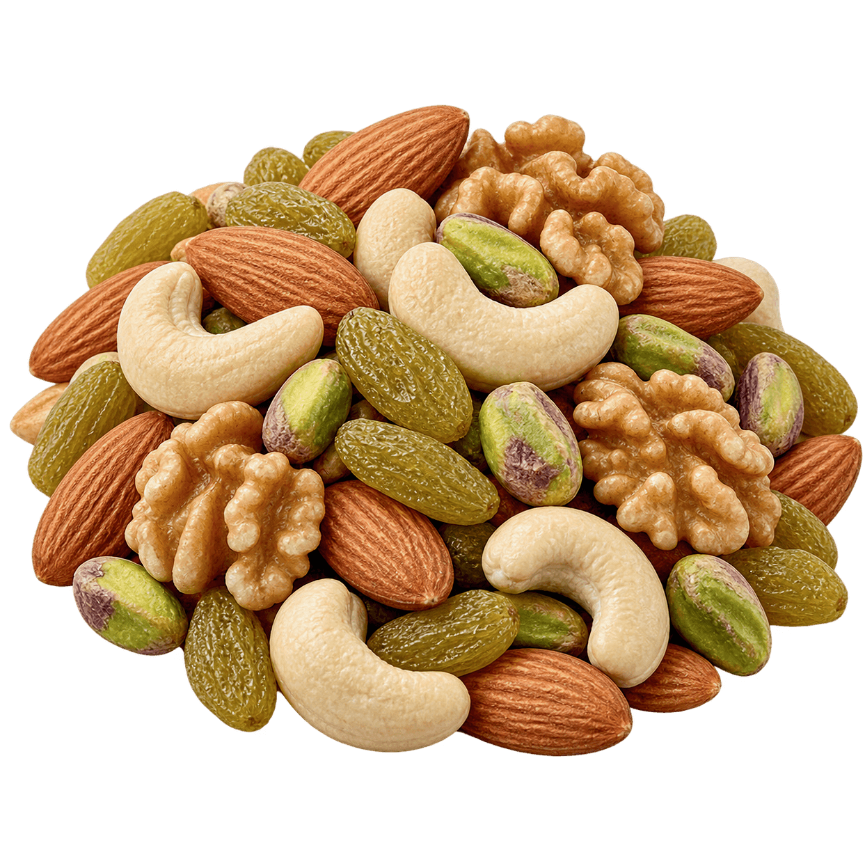 MEWA mixed nuts: almonds, cashews, pistachios, walnuts and raisins